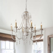 Cargar imagen en el visor de la galería, Billiter 6-Light Wood White Chandelier
