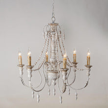 Cargar imagen en el visor de la galería, Billiter 6-Light Wood White Chandelier
