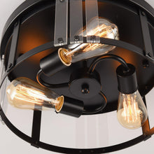 Cargar imagen en el visor de la galería, Black 3-Light Farmhouse Flush Mount Ceiling Light
