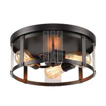 Cargar imagen en el visor de la galería, Black 3-Light Farmhouse Flush Mount Ceiling Light
