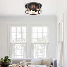 Cargar imagen en el visor de la galería, Black 3-Light Farmhouse Flush Mount Ceiling Light
