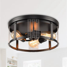 Cargar imagen en el visor de la galería, Black 3-Light Farmhouse Flush Mount Ceiling Light
