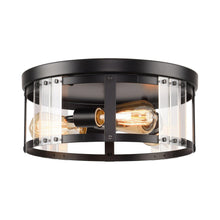 Cargar imagen en el visor de la galería, Black 3-Light Farmhouse Flush Mount Ceiling Light
