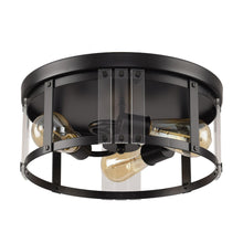 Load image into Gallery viewer, Black 3-Light Farmhouse Flush Mount Ceiling Light
