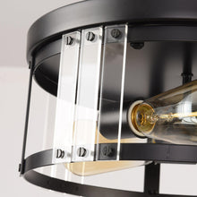 Cargar imagen en el visor de la galería, Black 3-Light Farmhouse Flush Mount Ceiling Light
