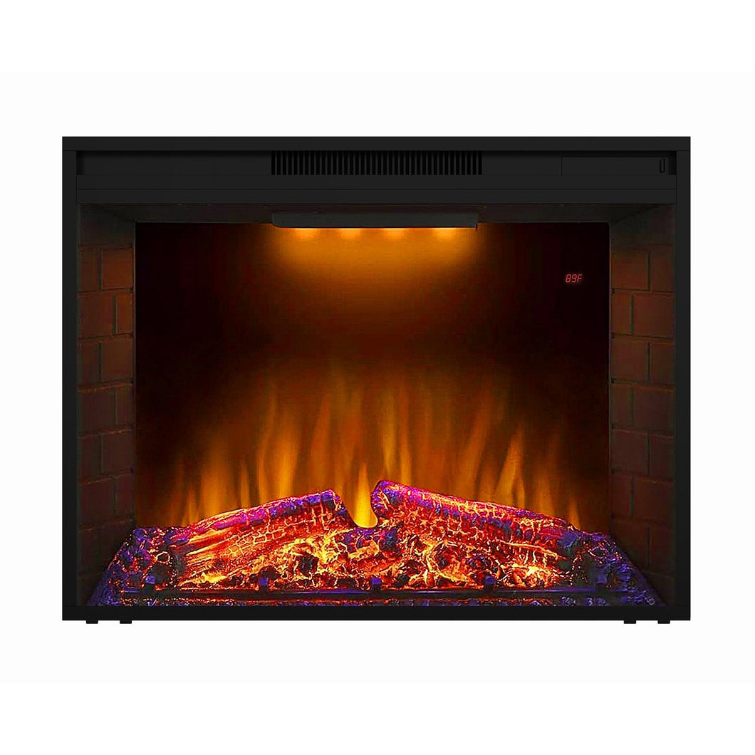 Black Electric Fireplace Heater Insert with Overheating Protection and Remote Control