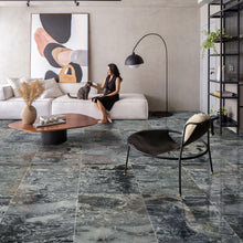 Carregar imagem no visualizador da galeria, Black Leopard Exotic Marble Polished Floor and Wall Tile - Large Format - Livfloors Collection
