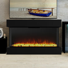 Load image into Gallery viewer, Black Recessed or Wall-Mount Electric 3-Color Flame with LED Light Fireplace

