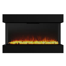Load image into Gallery viewer, Black Recessed or Wall-Mount Electric 3-Color Flame with LED Light Fireplace
