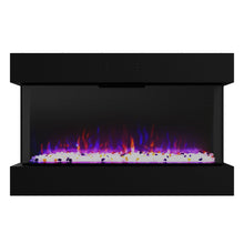 Load image into Gallery viewer, Black Recessed or Wall-Mount Electric 3-Color Flame with LED Light Fireplace
