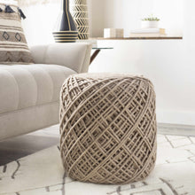 Cargar imagen en el visor de la galería, Bellingen Gray Handwoven Textured Pouf
