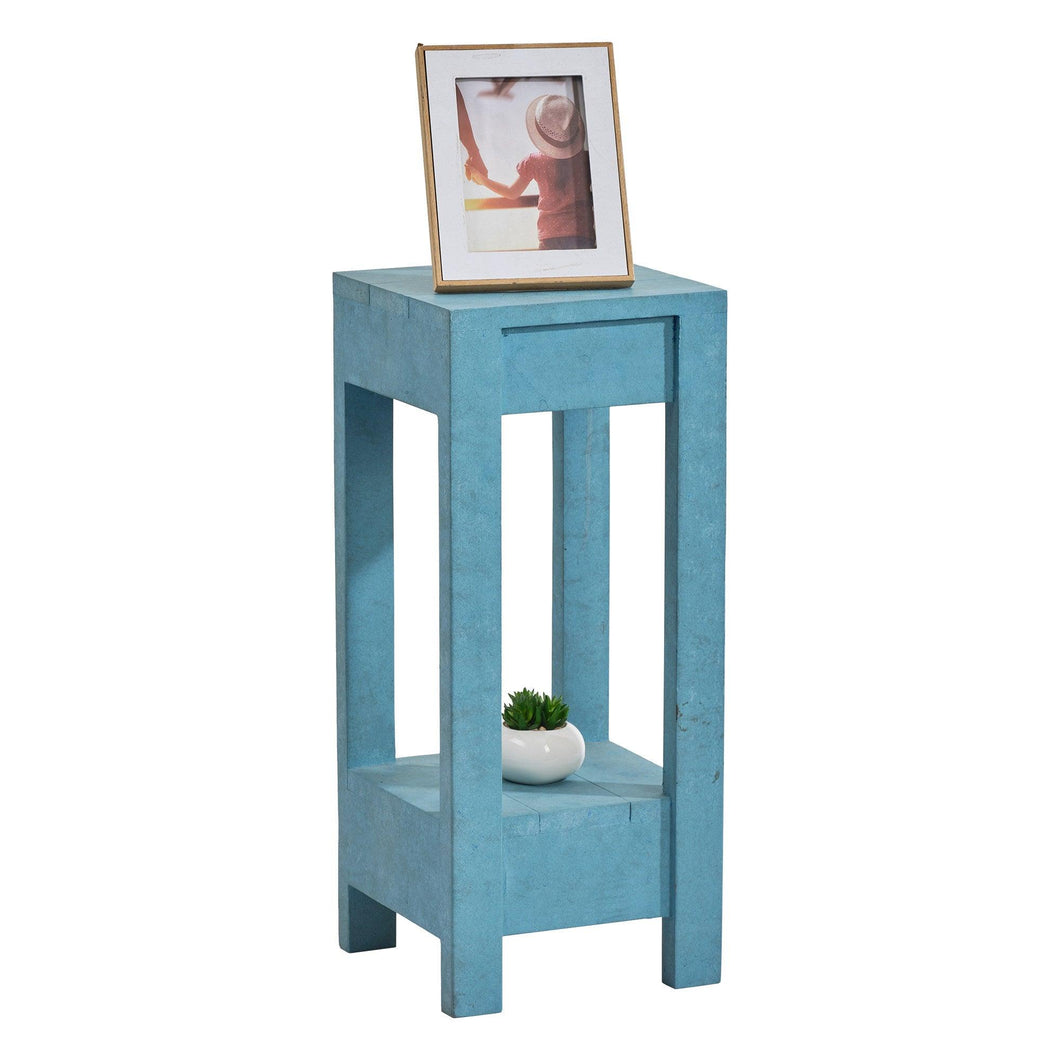 Blue Rectangle Wood Side Table