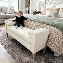 Cargar imagen en el visor de la galería, 56 Inch Modern Boucle Accent Bench with Round Pillows
