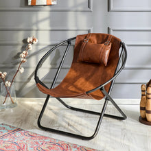Carregar imagem no visualizador da galeria, Faux Leather Folding Chair Metal Frame Brown
