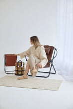 Carregar imagem no visualizador da galeria, Faux Leather Folding Chair Metal Frame Brown
