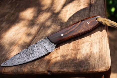 Custom Handmade Damascus Steel Cowboy Knife - 6.25