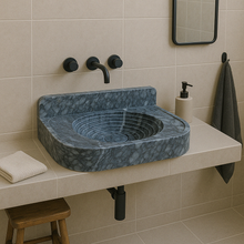 Load image into Gallery viewer, Bursa Gray Marble Wall-Mount Bathroom Sink with 6&quot; Backsplash (W)16&quot; (L)27&quot; (H)6&quot;
