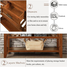 Load image into Gallery viewer, Console Sofa Table with 2 Storage Drawers and 2 Tiers Shelves, Mid-Century Style 42&quot; Solid Wood Buffet Sideboard for Living Room Furniture Kitchen Dining Room Entryway Hallway, Brown
