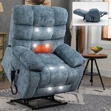 Load image into Gallery viewer, Lift Recliner Chair Heat Massage Dual Motor Infinite Position Up to 350 LBS Large Electric Power Lift Recliners with Power-Remote, Medium-firm and Heavy duty, Blue
