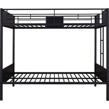 Load image into Gallery viewer, Full-over-full bunk bed modern style steel frame bunk bed with safety rail, built-in ladder for bedroom, dorm, boys, girls, adults
