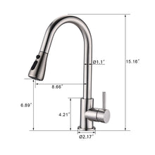 Load image into Gallery viewer, Pull Down Kitchen Faucet with Sprayer Stainless Steel Brushed Nickel
