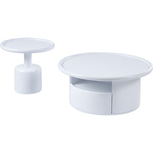 Cargar imagen en el visor de la galería, 2 Pieces White MDF Round Coffee Table Set for Living Room, Bedroom
