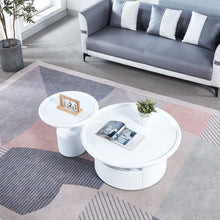 Cargar imagen en el visor de la galería, 2 Pieces White MDF Round Coffee Table Set for Living Room, Bedroom

