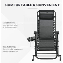 Load image into Gallery viewer, 2 Pieces Outdoor Rocking Chairs, Foldable Reclining Zero Gravity Lounge Rocker with Pillow, Cup &amp; Phone Holder, Combo Design with Folding Legs, Black
