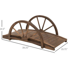 Load image into Gallery viewer, 3.3ft Wooden Garden Bridge Arc Footbridge with Half-Wheel Style Railings &amp; Solid Fir Construction, Stained Wood
