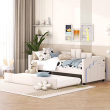 Load image into Gallery viewer, Twin Size Upholstered Daybed with Light and USB Port, Beige
