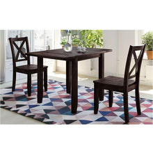 Load image into Gallery viewer, 3-Piece Wood Drop Leaf Breakfast Nook Dining Table Set with 2 X-back Chairs for Small Places, Espresso
