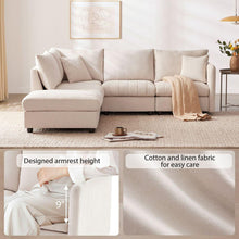 Carregar imagem no visualizador da galeria, 89x79&quot;Modern Sectional Sofa with Vertical Stripes,2 Pillows,5-Seat Couch with Convertible Ottoman,Various Combinations,L-Shape Indoor Furniture for Living Room,Apartment, 3 Colors

