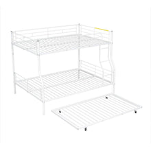 Load image into Gallery viewer, Full XL Over Queen Metal Bunk Bed with Trundle, White
