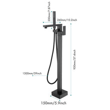 Load image into Gallery viewer, Freestanding Bathtub Faucet Tub Filler Matte Black Floor Mount Bathroom Faucets Brass Single Handle with Hand Shower
