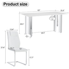 Load image into Gallery viewer, Table and chair set, modern and minimalist dining table. Imitation marble glass sticker desktop, stainless steel legs, stable and beautiful. Comfortable PU seats. DT-69
