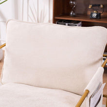 Carregar imagem no visualizador da galeria, 2 Sets 1 Case, Upholstered Hanging Armchair with Arm PocketsMetal frame, gold-plated craftsmanship, crushed foam cushions and skin-friendly woven fabric for living room and bedroom. Beige
