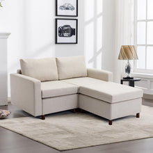 Carregar imagem no visualizador da galeria, 2 Seat Module Sectional Sofa Couch With 1 Ottoman for living room,Seat Cushion and Back Cushion Non-Removable and Non-Washable,Cream
