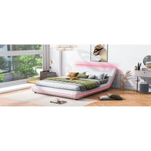 Carregar imagem no visualizador da galeria, Full Size Upholstery Platform Bed Frame with Sloped Headboard, White
