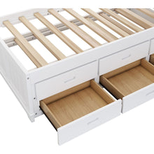 Cargar imagen en el visor de la galería, 2 Pieces Wooden Captain Bedroom Set Full Bed with Trundle and Nightstand, White+Walnut
