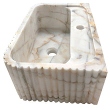 Carregar imagem no visualizador da galeria, Calacatta Gold Marble Wall-mount Bathroom Vanity Sink Fluted (W)18&quot; (L)36&quot; (H)7&quot;
