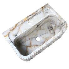 Carregar imagem no visualizador da galeria, Calacatta Gold Marble Wall-mount Bathroom Vanity Sink Fluted (W)18&quot; (L)36&quot; (H)7&quot;
