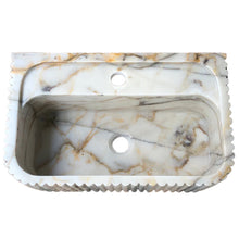 Carregar imagem no visualizador da galeria, Calacatta Gold Marble Wall-mount Bathroom Vanity Sink Fluted (W)18&quot; (L)36&quot; (H)7&quot;
