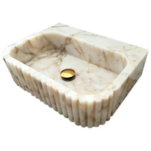 Carregar imagem no visualizador da galeria, Calacatta Gold Marble Wall-mount Bathroom Vanity Sink Fluted (W)16&quot; (L)20&quot; (H)6&quot;
