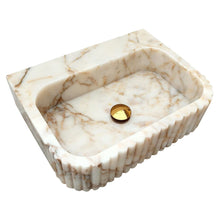 Carregar imagem no visualizador da galeria, Calacatta Gold Marble Wall-mount Bathroom Vanity Sink Fluted (W)16&quot; (L)20&quot; (H)6&quot;
