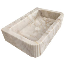 Carregar imagem no visualizador da galeria, Calacatta Gold Marble Wall-mount Bathroom Vanity Sink Fluted (W)18&quot; (L)30&quot; (H)8&quot;
