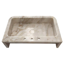 Carregar imagem no visualizador da galeria, Calacatta Gold Marble Wall-mount Bathroom Vanity Sink Fluted (W)18&quot; (L)30&quot; (H)8&quot;
