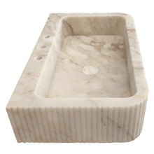 Carregar imagem no visualizador da galeria, Calacatta Gold Marble Wall-mount Bathroom Vanity Sink Fluted (W)18&quot; (L)30&quot; (H)8&quot;
