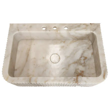 Carregar imagem no visualizador da galeria, Calacatta Gold Marble Wall-mount Bathroom Vanity Sink Fluted (W)18&quot; (L)30&quot; (H)8&quot;
