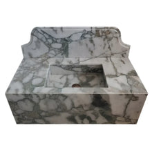 Load image into Gallery viewer, Calacatta Verde Marble Rectangular Wall-mount Bathroom Sink with 10&quot; Backsplash (W)16&quot; (L)34&quot; (H)12&quot;

