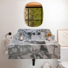 Load image into Gallery viewer, Calacatta Verde Marble Rectangular Wall-mount Bathroom Sink with 10&quot; Backsplash (W)16&quot; (L)34&quot; (H)12&quot;
